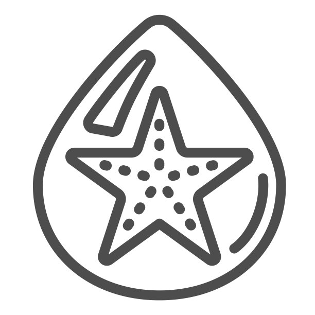 海星在水滴水线图标，夏天的概念，海星标志在白色的背景，水滴与海星在轮廓风格的移动概念和网页设计。矢量图形。图片下载