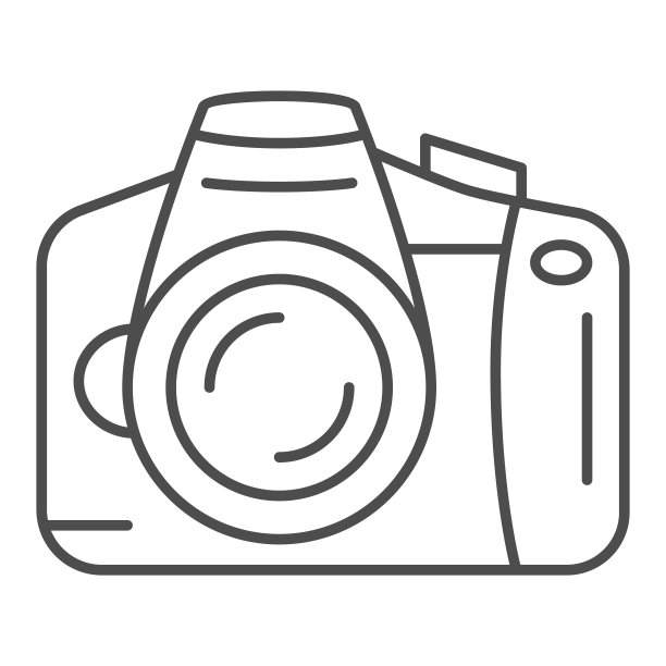 相机细线图标，摄影设备概念，旅游相机标志在白色背景，复古相机图标轮廓风格的移动概念和网页设计。矢量图形。图片下载