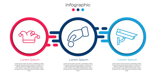设定线小丑扑克牌，手握赌场筹码和安全摄像头。业务信息模板。向量图片下载