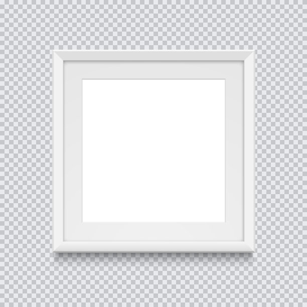 现实的白色正方形图片或相框孤立在透明的背景。矢量插图。图片下载