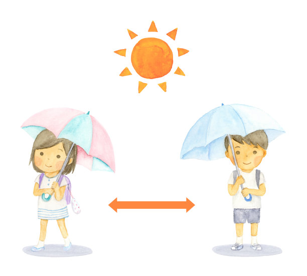 水彩插图的孩子去学校与阳伞。图片下载