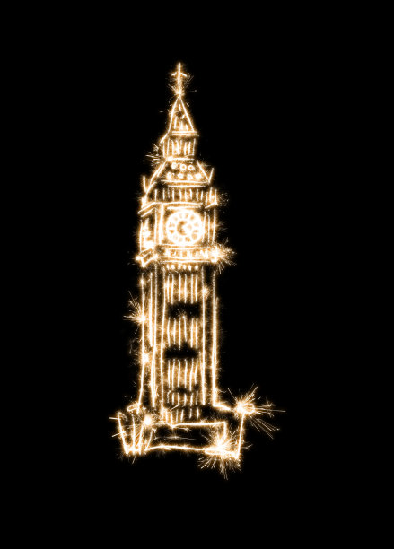 用烟火绘制大本钟的符号图片下载