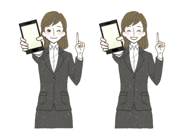 穿着西装拿着智能手机的女人图片下载