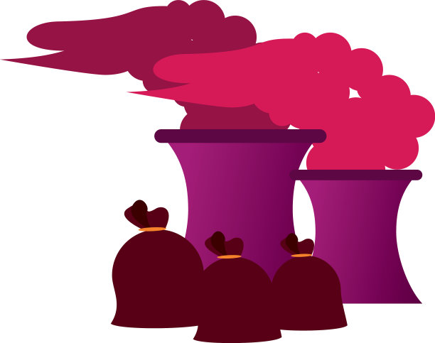 工厂有污染的烟囱和垃圾袋图片下载