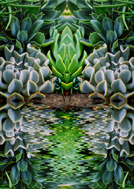 肉质植物抽象水反射图片下载