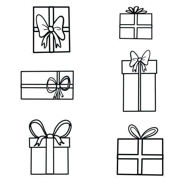 手绘一套礼品素描礼品盒图片下载