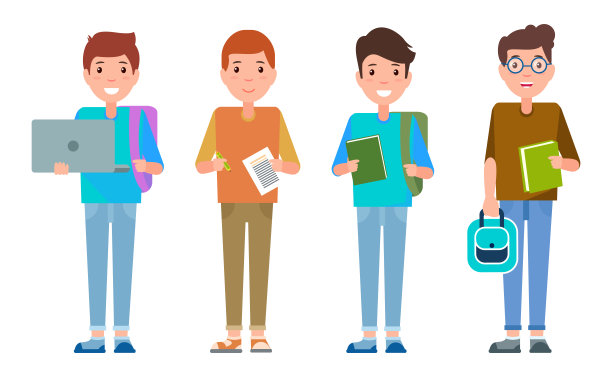 男学生海报与青少年学生设置图片下载