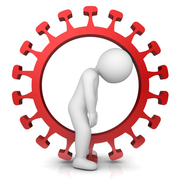 冠状病毒Covid-19警告标志符号红色图标生病的病人简笔画人物流行疾病感染图形危机插图3d渲染图片下载