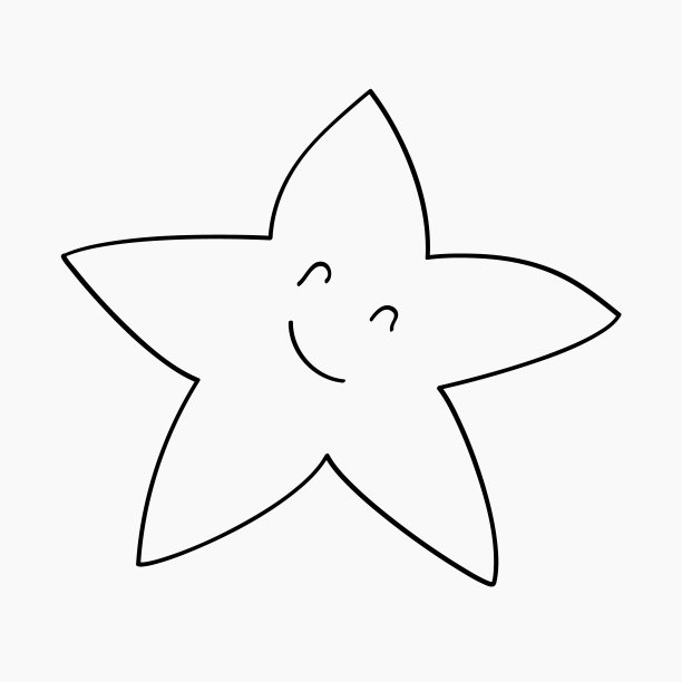 手绘涂鸦海星轮廓。水下居民的海洋和海洋与眼睛和微笑的图标，标志，明信片。图片下载
