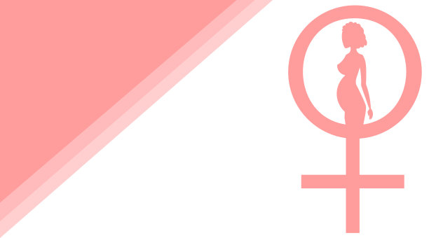 镜子的金星。穿粉红色衣服的孕妇。矢量设计的妇产科医生的名片，横幅为一个妇女的咨询。图片下载