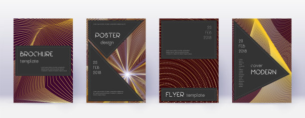 黑色宣传册设计模板集。黄金文摘图片下载
