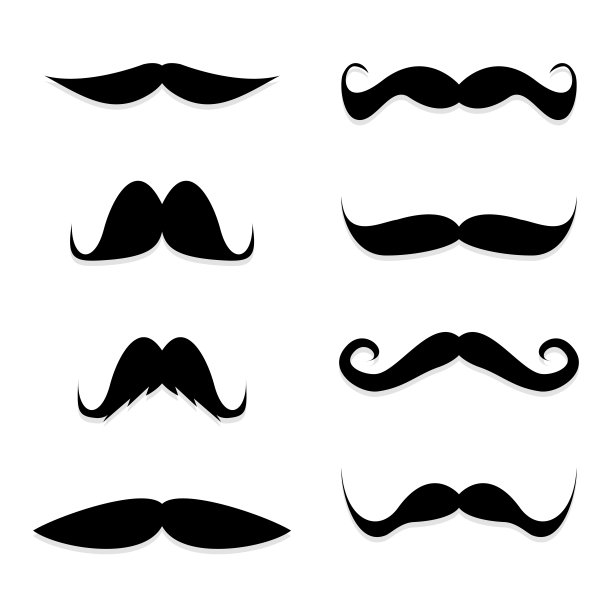 在白色背景上设置胡子图片下载