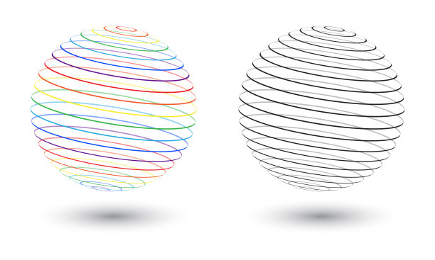 设置两个透明球体与线作为图标或标志图片下载