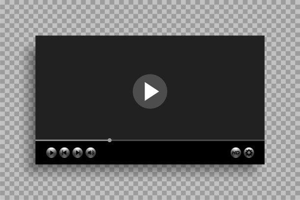 视频播放器模板与光滑的按钮设计图片下载