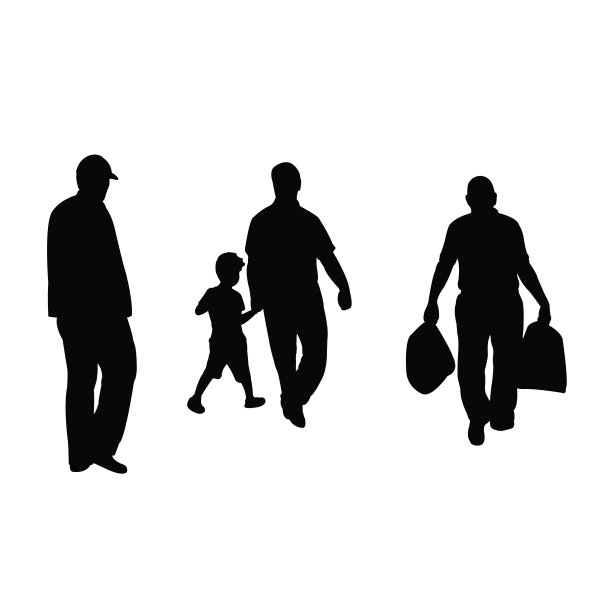 人走路的身体剪影矢量图片下载