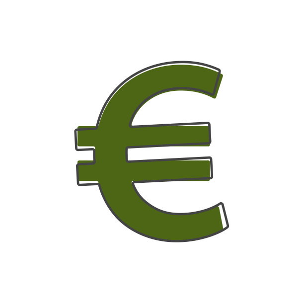 向量图像的欧元标志卡通风格在白色孤立的背景。图片下载