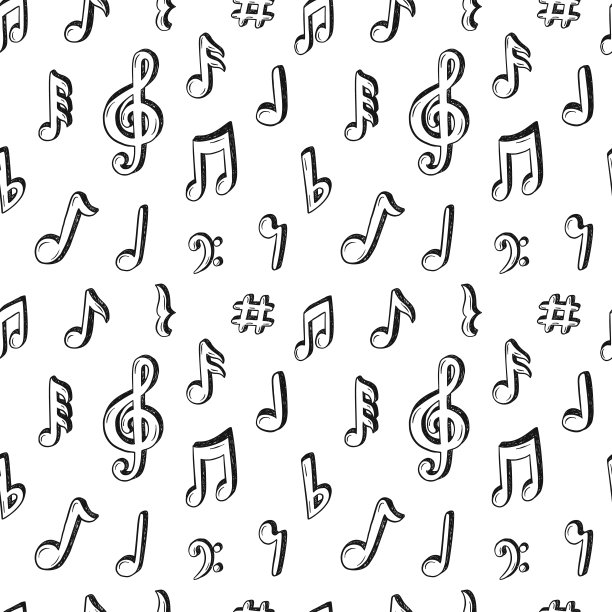 无缝模式与手绘音乐笔记涂鸦图片下载