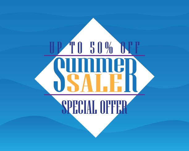 扁平现代矢量夏季购物概念网上购物和折扣交易。图片下载