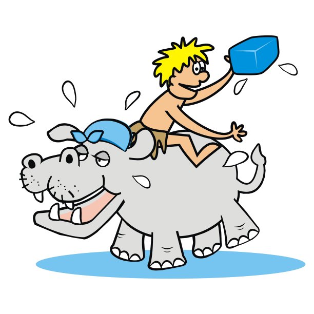 河马和人，矢量图图片下载