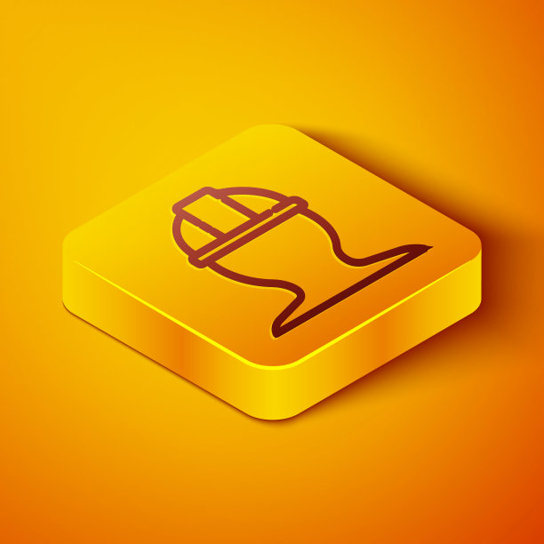 工人安全帽图标隔离在橙色背景上。黄色正方形按钮。矢量图图片下载