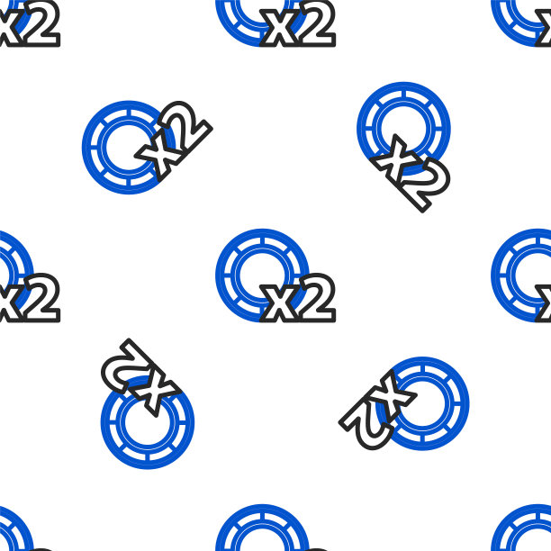 Line Casino芯片图标隔离无缝模式上的白色背景。赌场赌博。色彩斑斓的轮廓的概念。向量图片下载