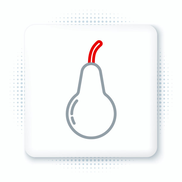 线梨图标孤立在白色背景。水果与叶子的象征。色彩斑斓的轮廓的概念。向量图片下载