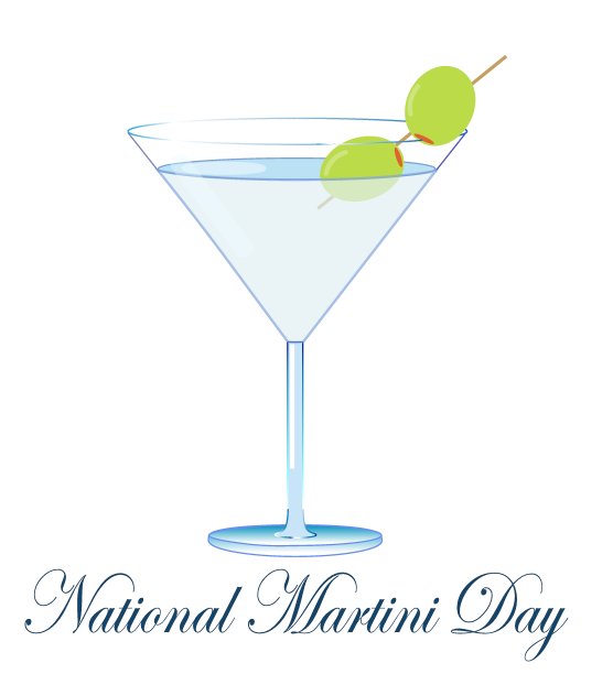马提尼鸡尾酒杯与美味的绿色橄榄孤立在白色背景。矢量插图。美味的饮料图片下载
