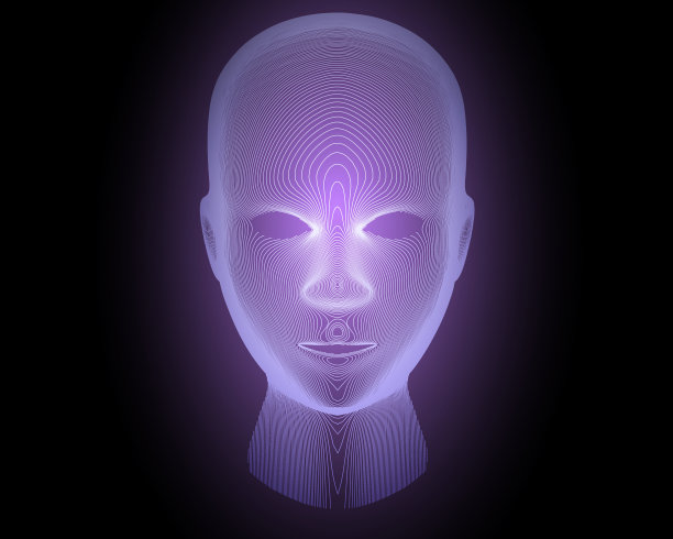 人的头部在黑色背景上的白色条纹3d。矢量插图。图片下载