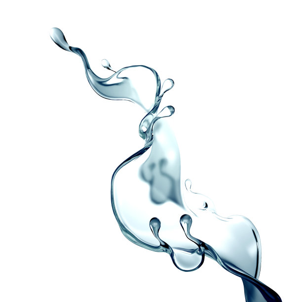 溅起清澈的蓝色液体，水。3d渲染，3d渲染。图片下载