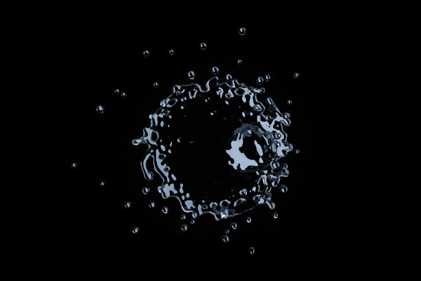 溅水与黑色背景，3d渲染。图片下载