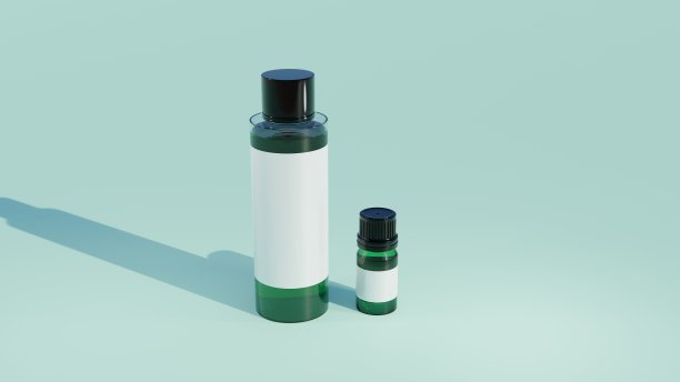 一个大的和一个小的透明管瓶的3D渲染图片下载