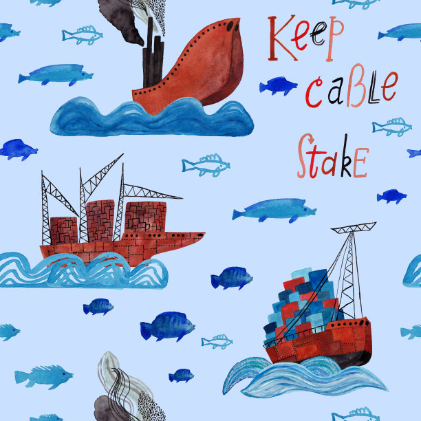 水粉画海洋无缝图案图片下载