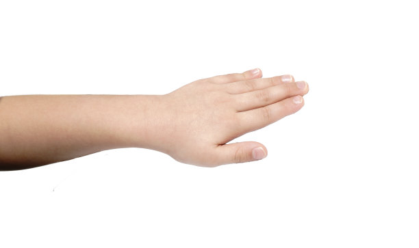 左侧儿童手背孤立在白色背景上图片下载