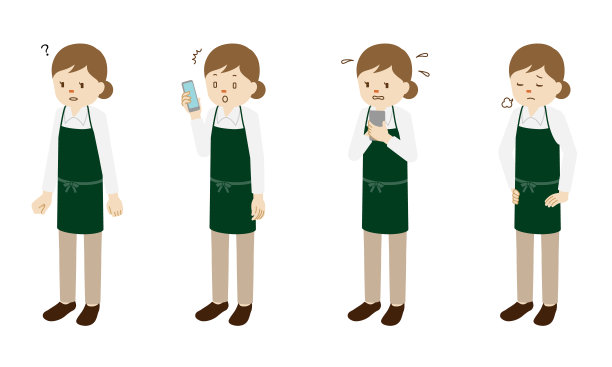 插图一套四姿势的女性角色站立图片下载