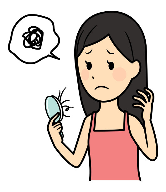 插图的女士关心她的头发图片下载