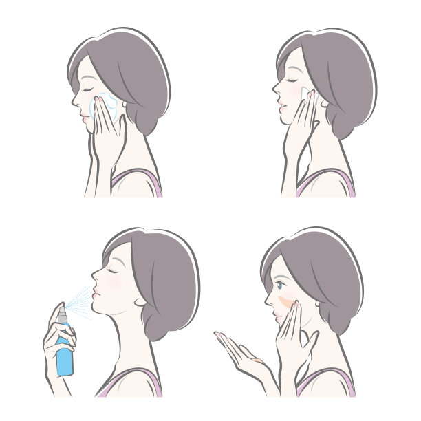 一个女人做皮肤护理的插图图片下载