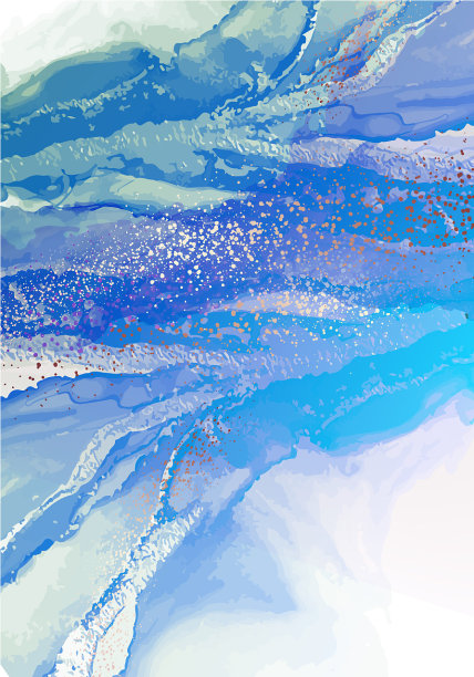 绿松石漩涡海洋背景水彩图片下载