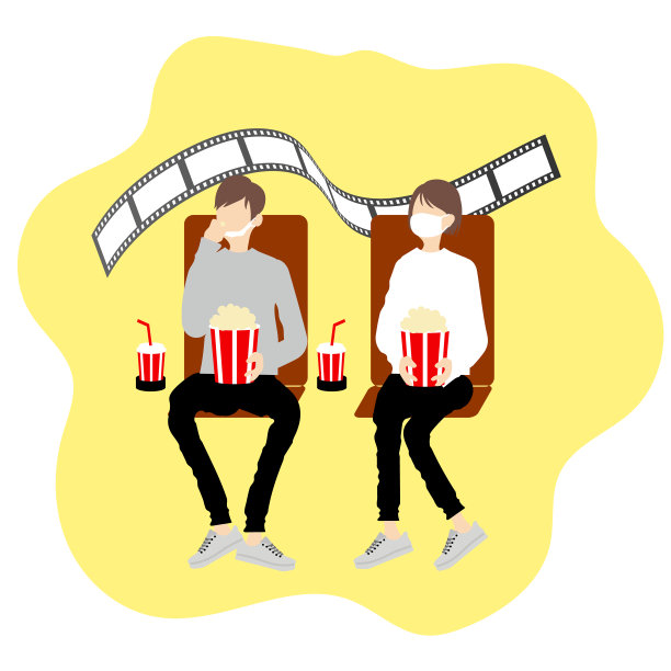 人们戴着面具看电影图片下载