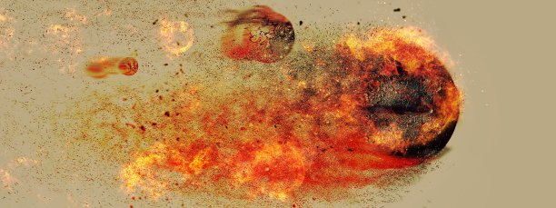 三维插图的多个抽象的石头爆炸图片下载