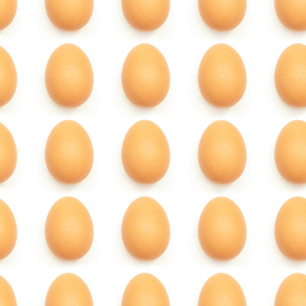 白色背景下的鸡蛋质地流畅。重复蛋模式。孤立。图片下载