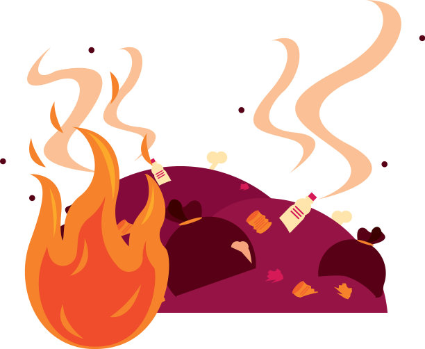 塑料垃圾袋与火火焰图片下载