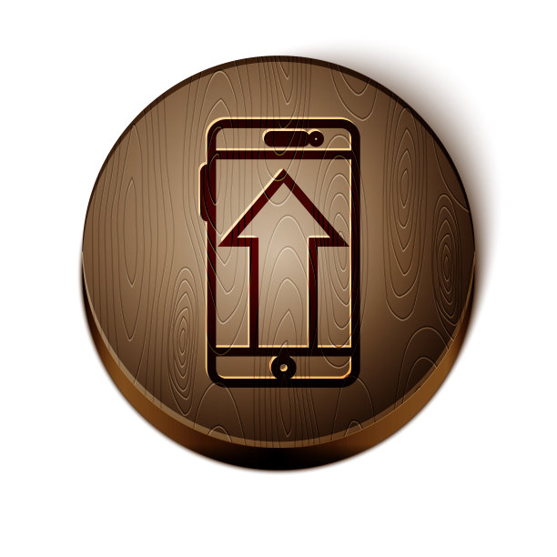 棕色线智能手机手机图标孤立图片下载