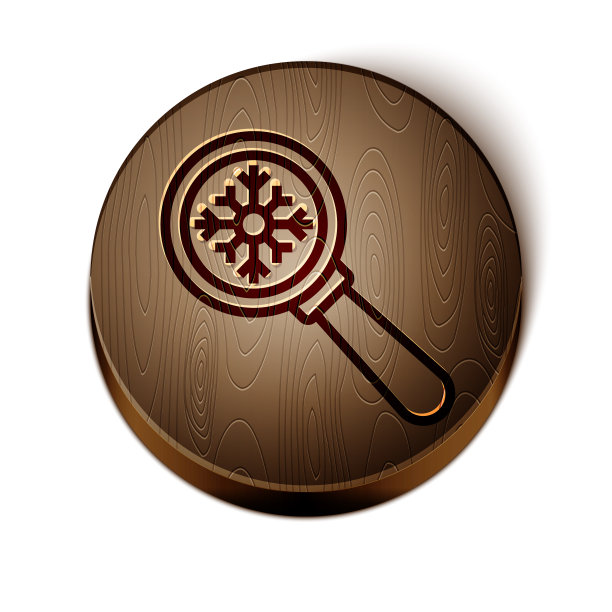 棕色线放大镜与雪花图标图片下载