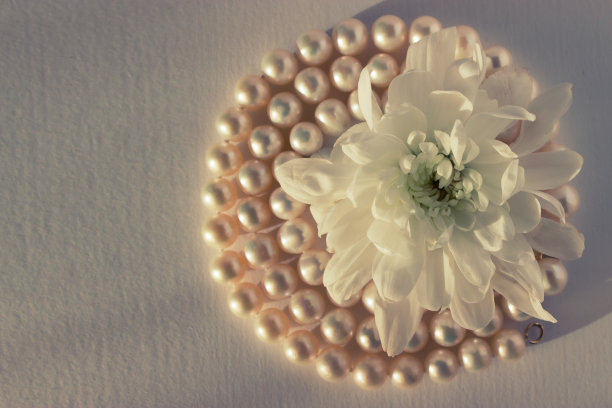 白色背景上的珍珠首饰图片下载