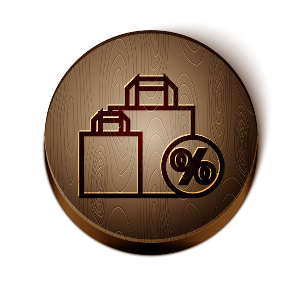 棕色线购物袋与题词的百分比图片下载