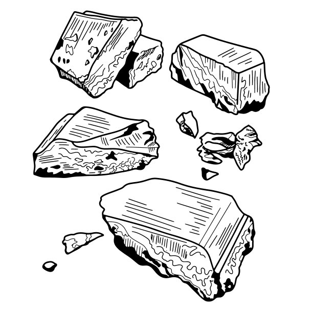 碎巧克力片。手绘矢量黑白。图片下载