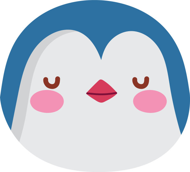 可爱的企鹅脸卡通人物在白色图片下载