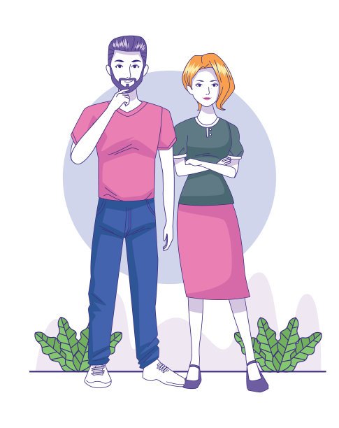 美丽的夫妻站立图标多彩的设计图片下载