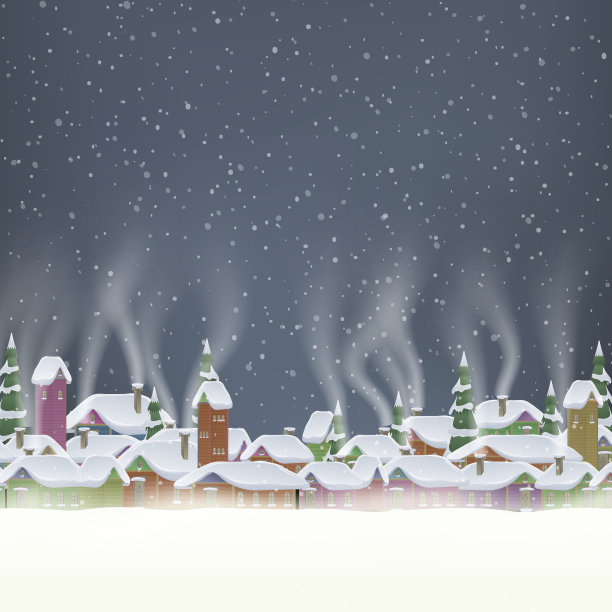 圣诞快乐复古明信片村。每股收益10图片下载