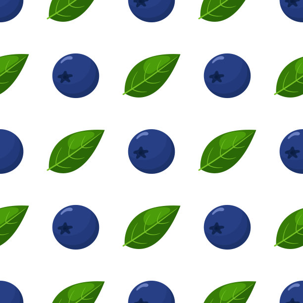 无缝模式与新鲜明亮的异国蓝莓在白色的背景。夏日水果，健康生活方式。有机水果。卡通风格。矢量插图为任何设计。图片下载